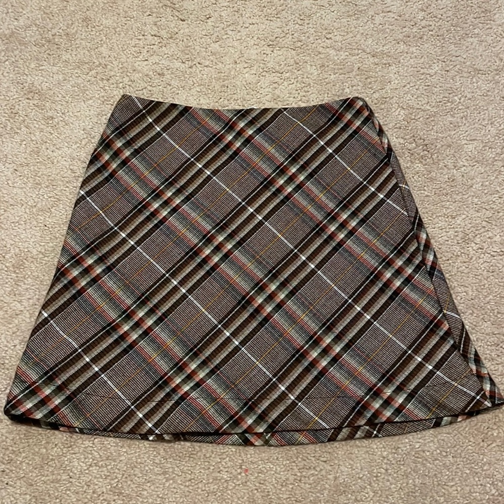Princess polly brown plaid mini skirt size 0